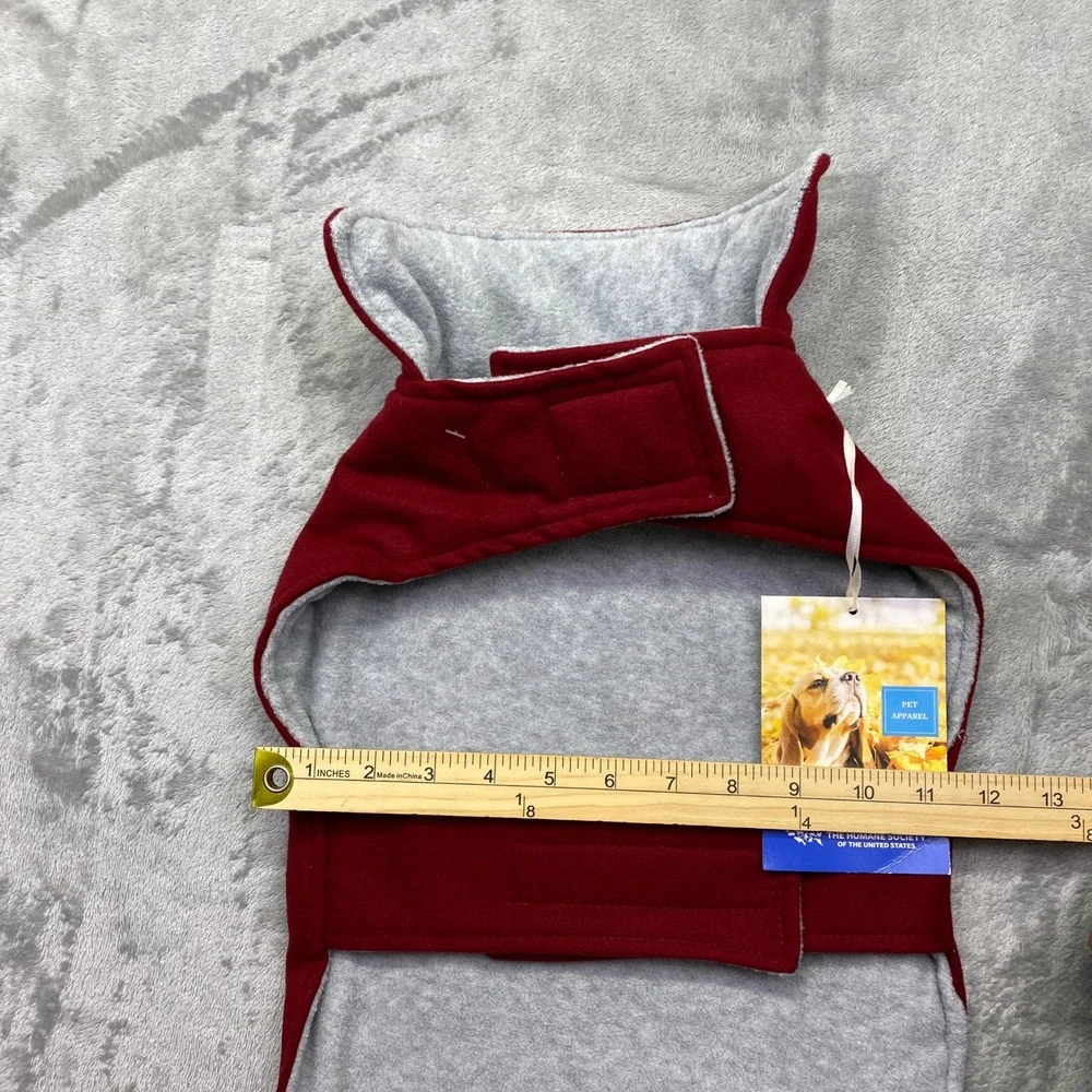 The Humane Society United States Dog Pet Apparel Coat Jacket Red Gray Reversible